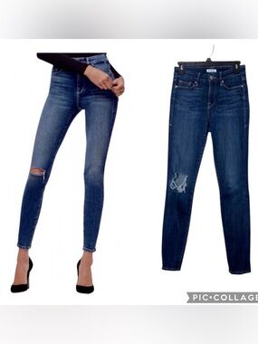 Good American Good Leg Skinny High Rise Jeans Dark Wash Blue002 GL899 Size 25”